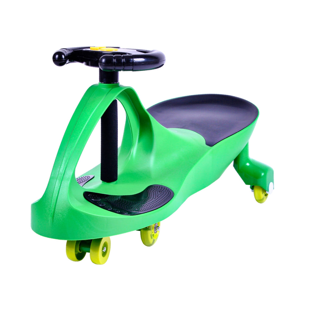 Joybay Grass Green Deluxe Voice Recorder Swing Car Ride on Toy with LED-Wheels